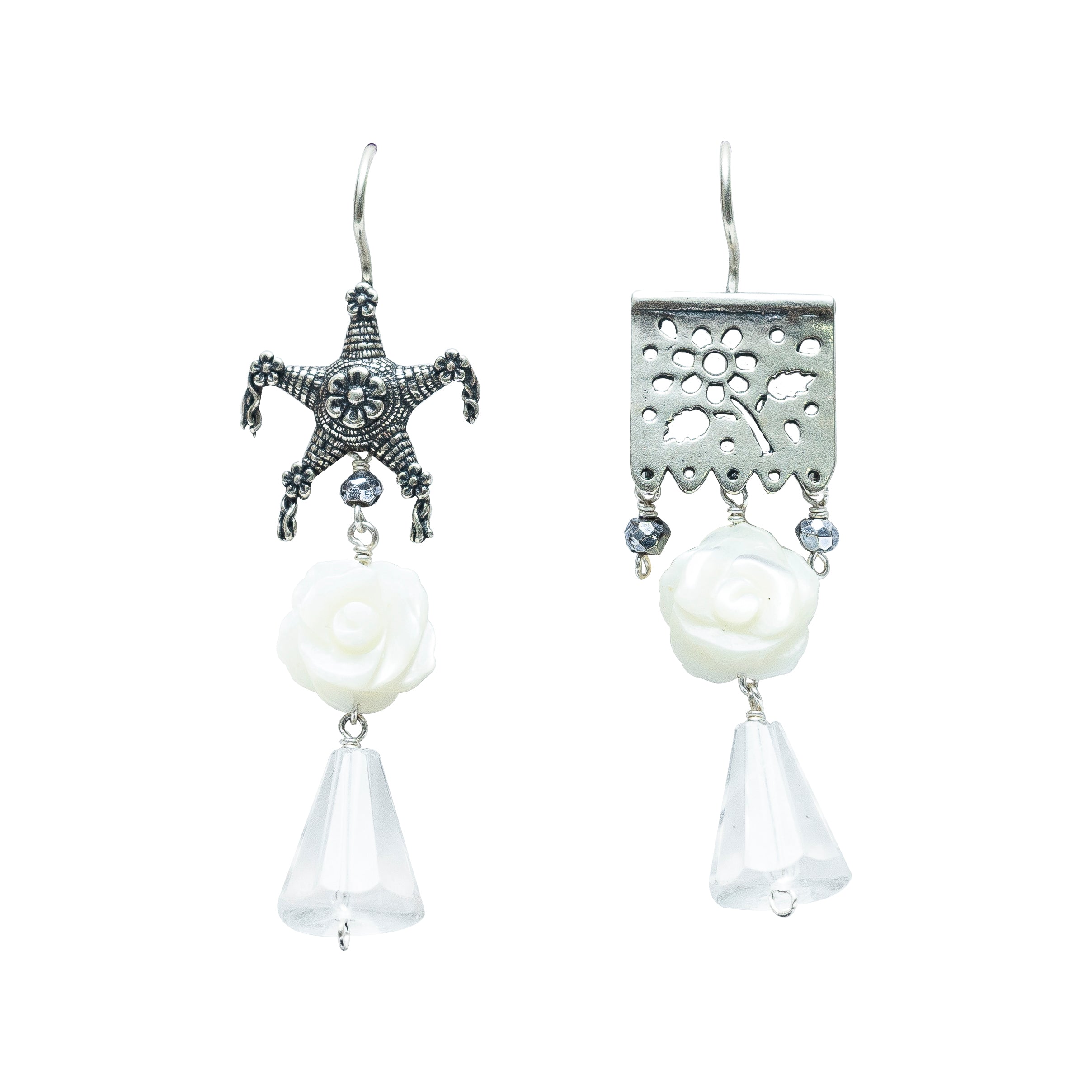 Aretes Piñata Y Papel Picado Blanca