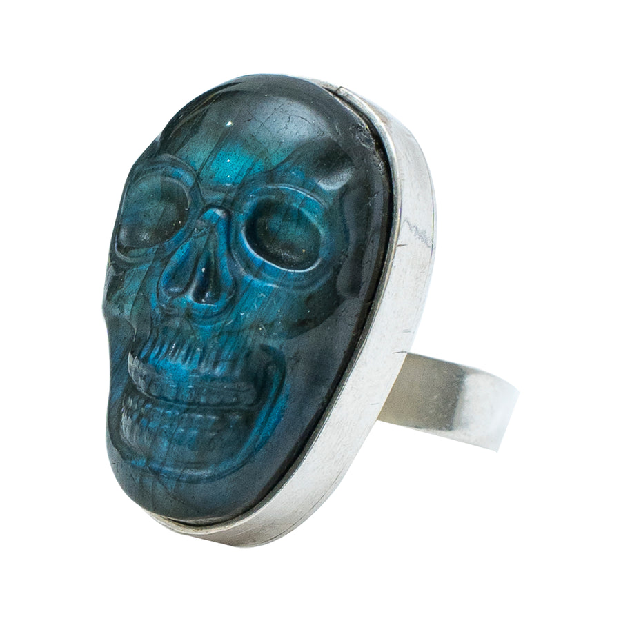 Anillo Calavera Labradorita