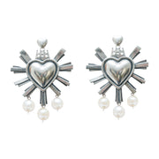 Aretes Corazones y Perlas