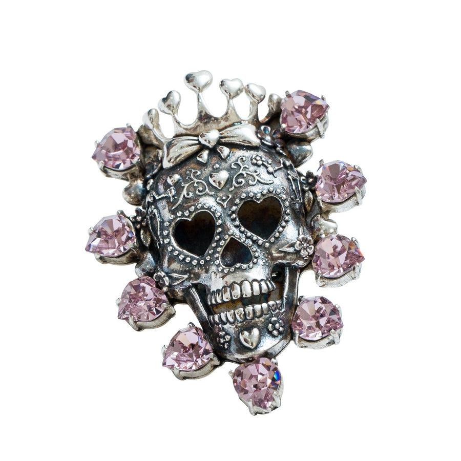 Anillo Calavera Reina Rosa Swarovski