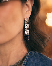 Aretes Triple Papel Picado y Lapislázuli