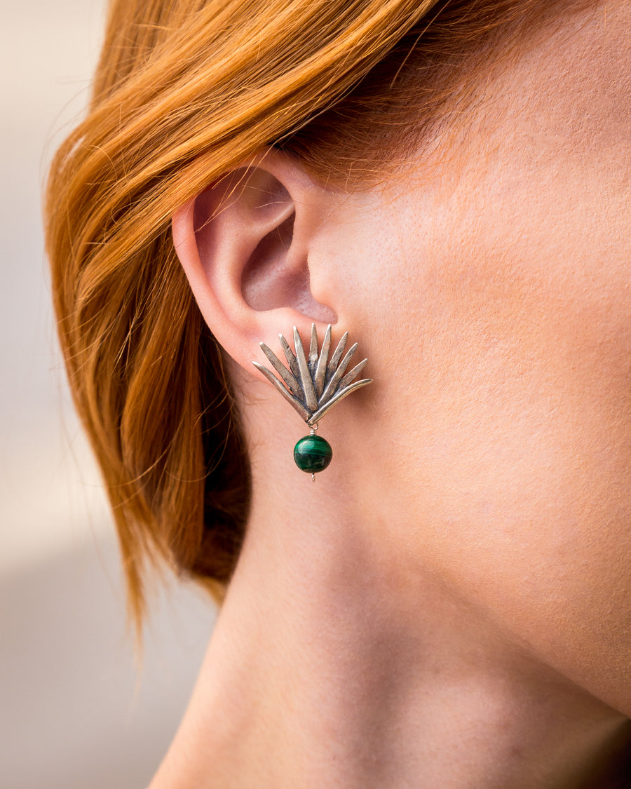 Aretes Agave Malaquita