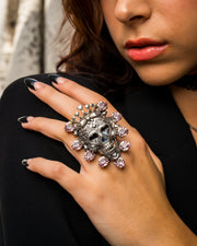 Anillo Calavera Reina Rosa Swarovski