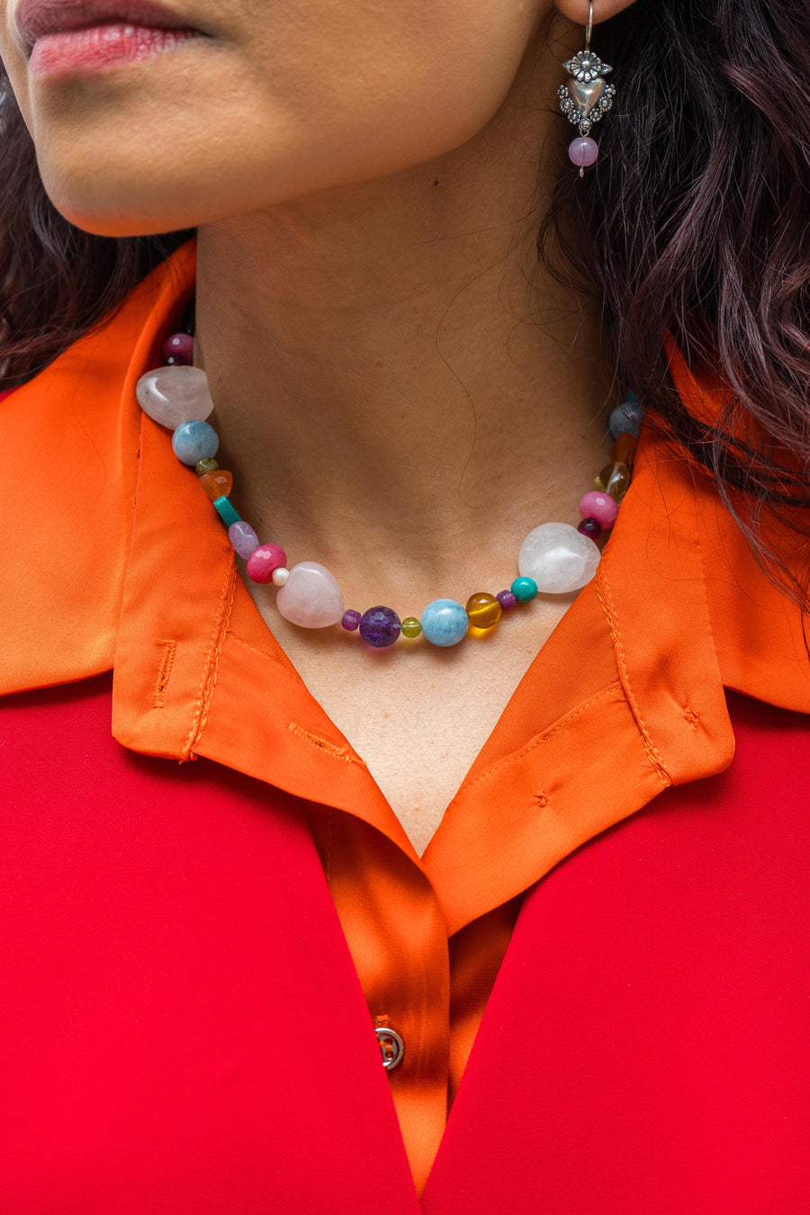Collar Corazón Arcoíris