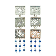 Aretes Triple Papel Picado y Lapislázuli