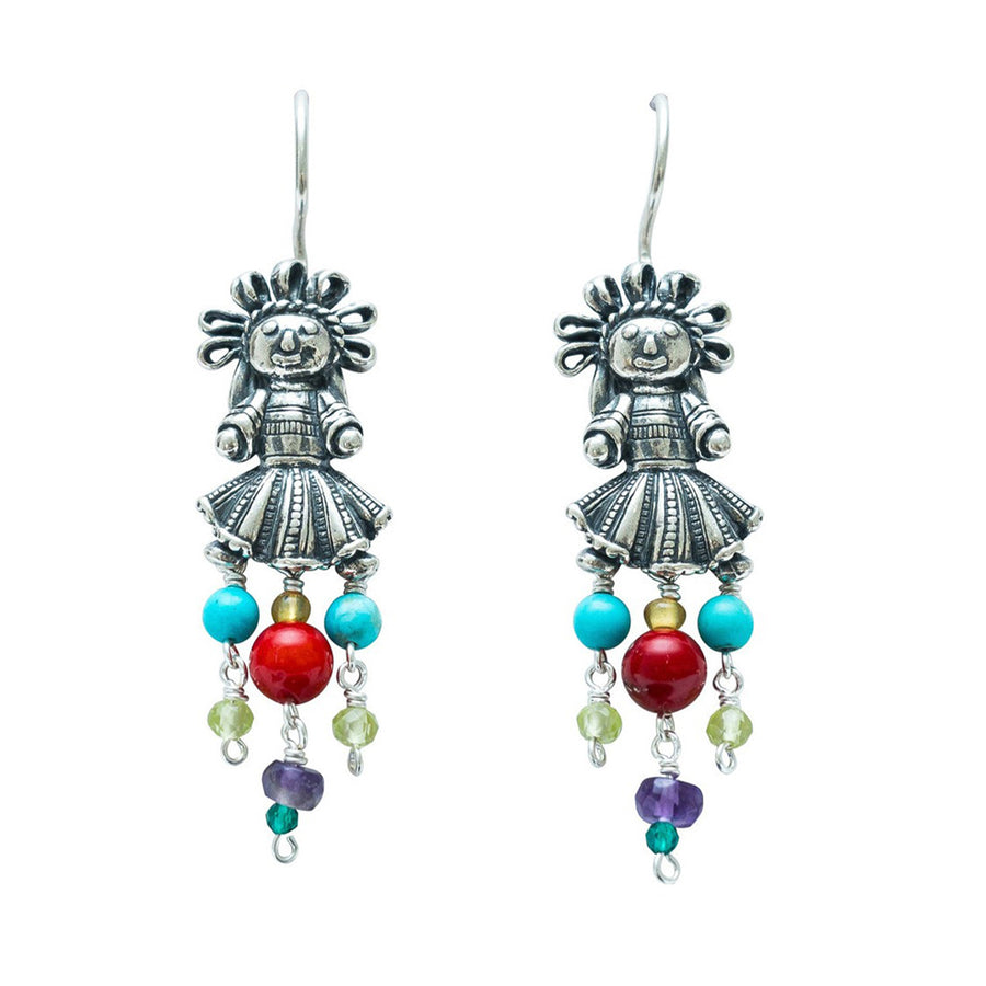 Aretes Muñeca Chica Coral Multicolor