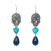 Aretes Calavera Turquesa y Lapislázuli