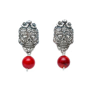 Aretes Calavera Corazón Chicos Coral