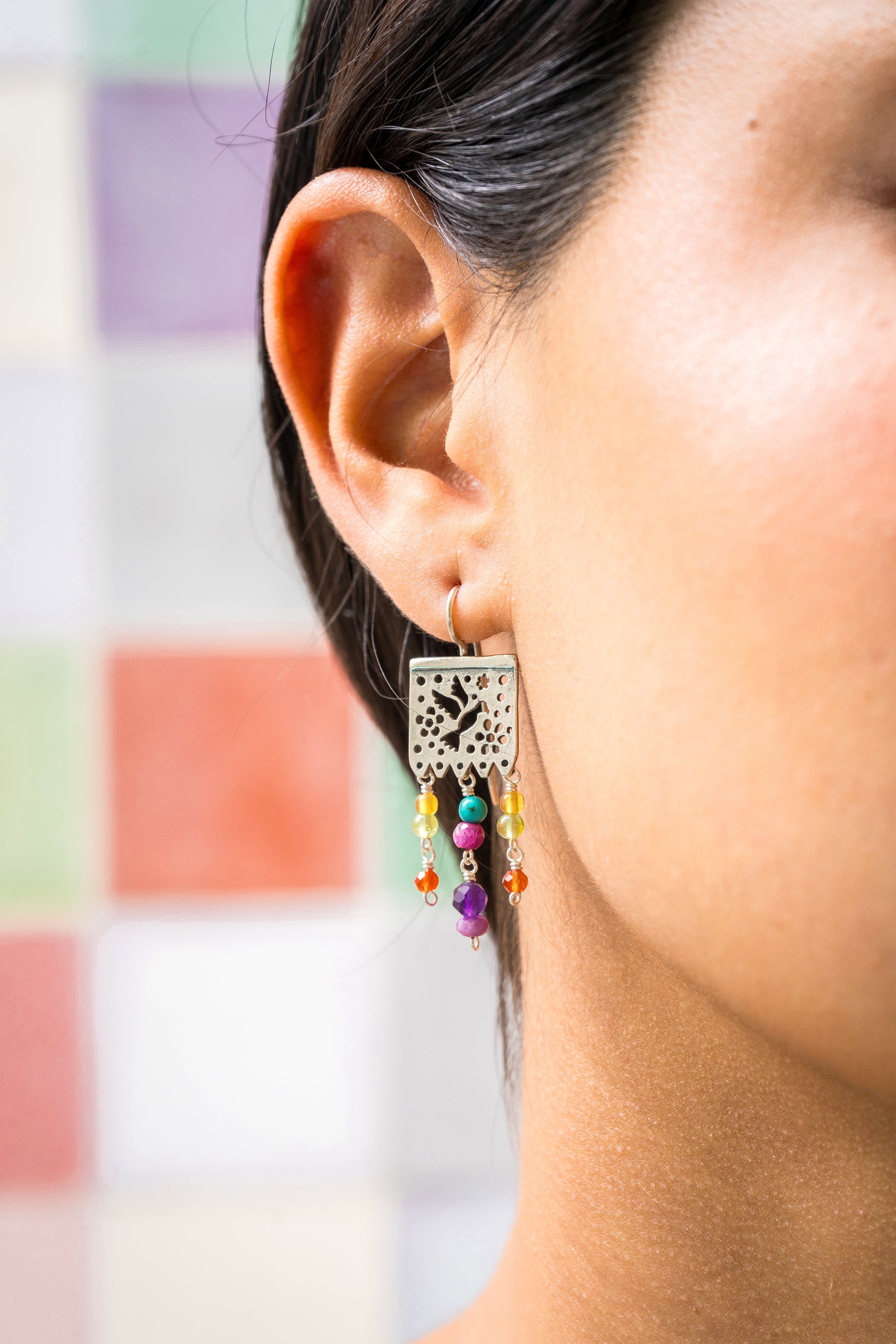 Aretes Papel Picado Colorido