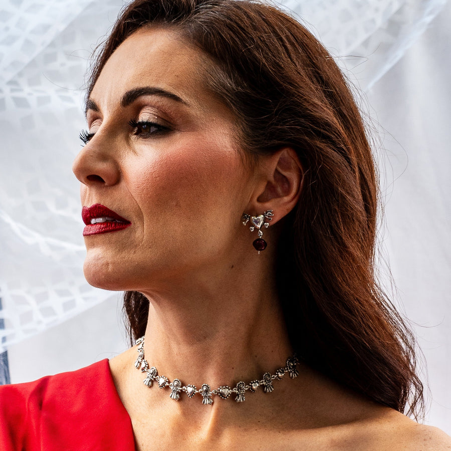 Aretes Corazón Rojo
