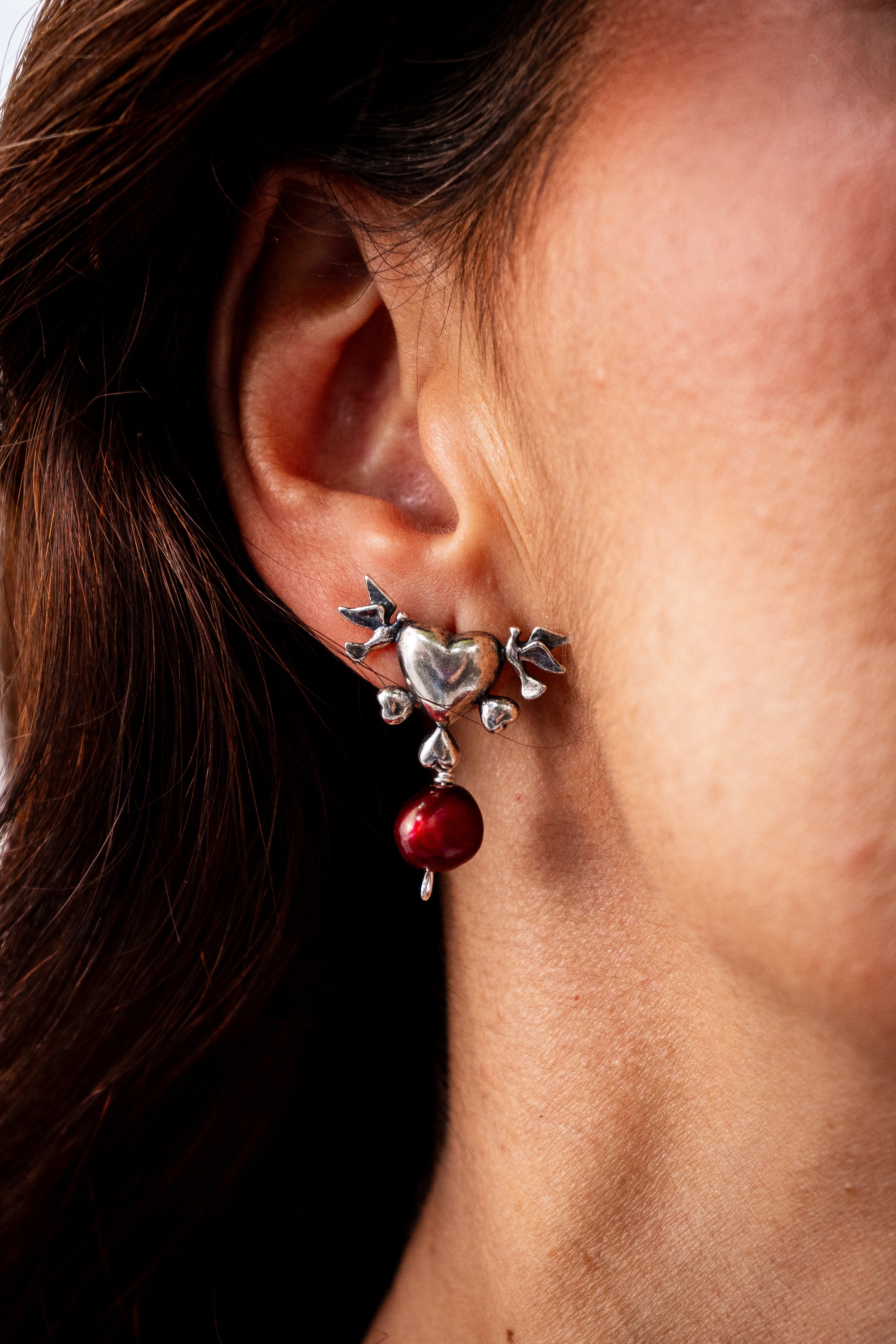 Aretes Corazón Rojo