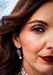 Aretes Calavera Ojos Flor con Perla