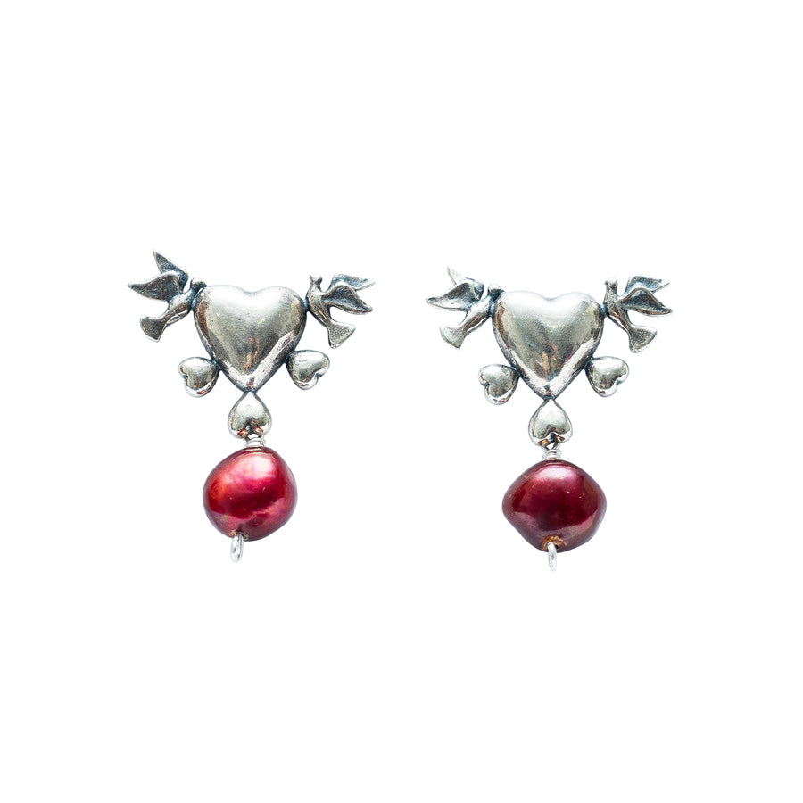 Aretes Corazón Rojo