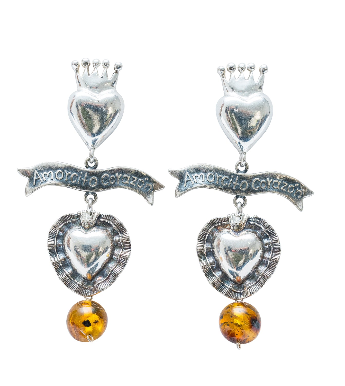 Aretes Amorcito Corazón Ámbar