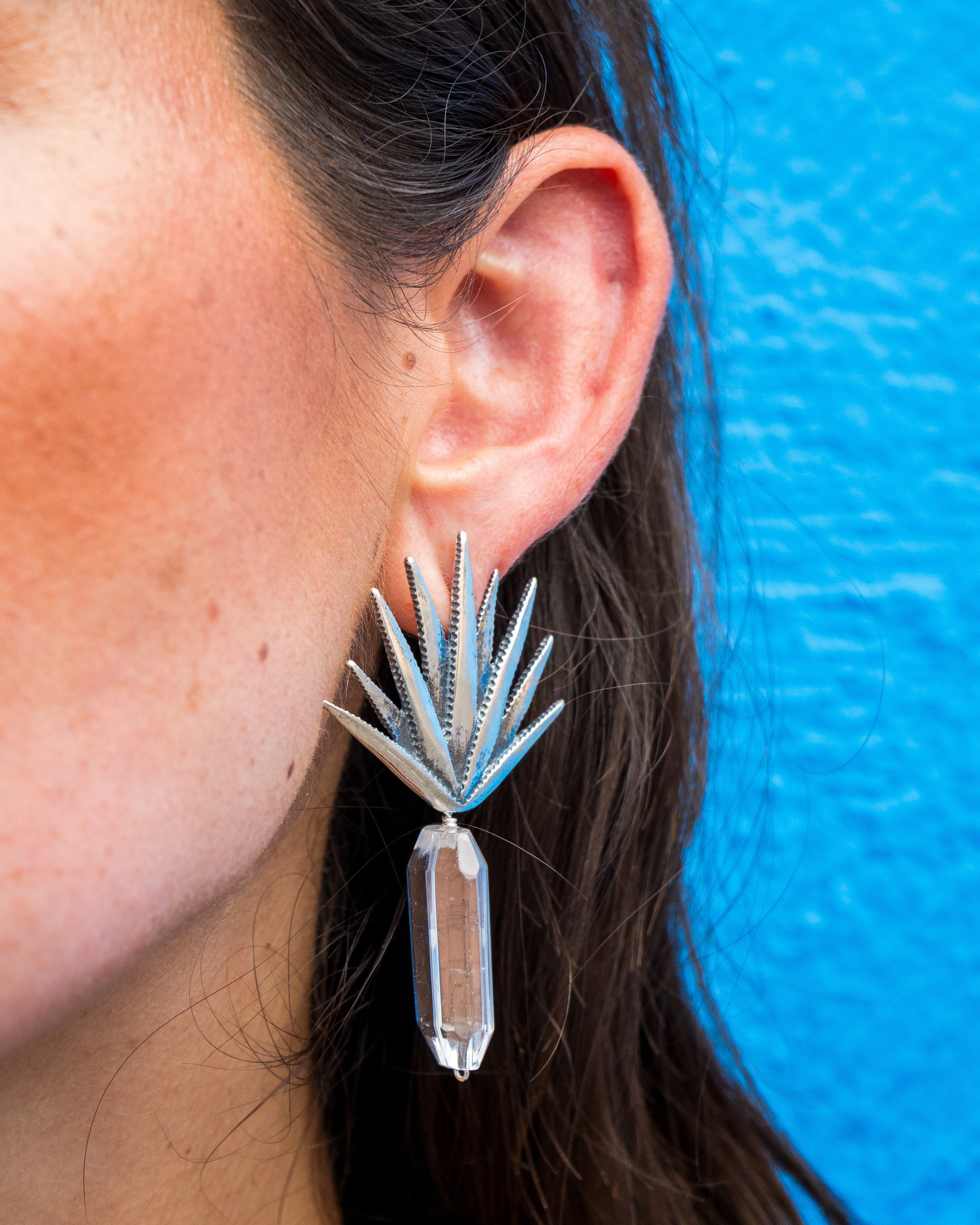 Aretes Cuarzo en Agave