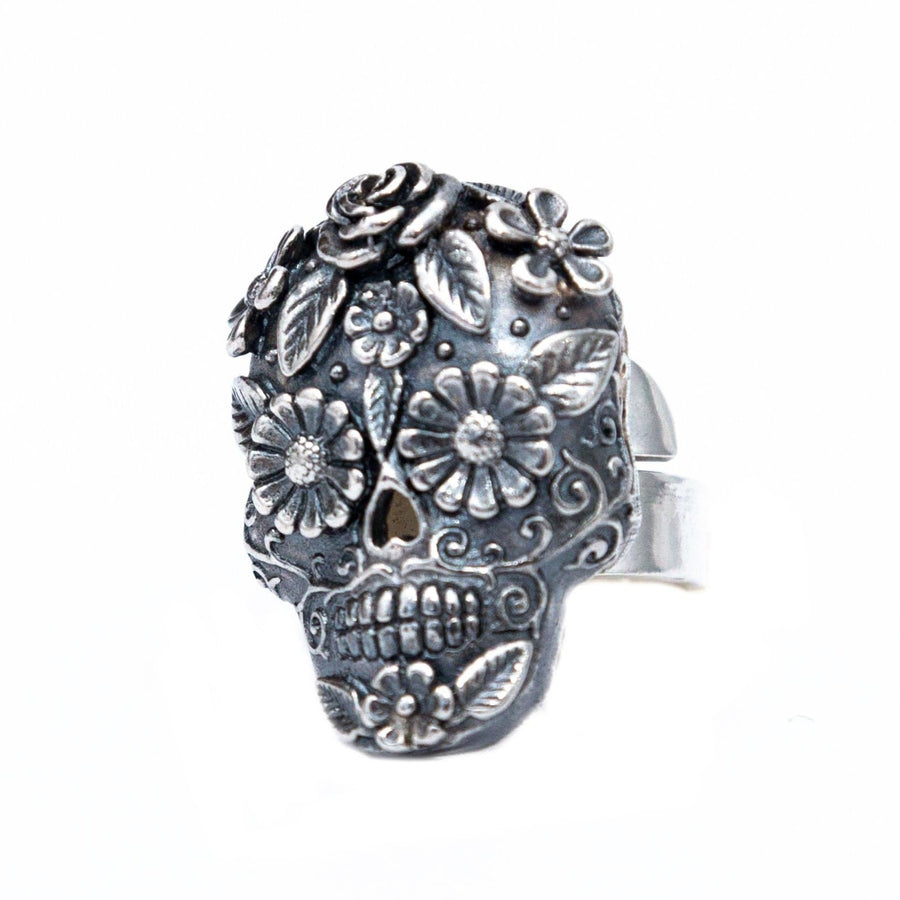 Anillo Calavera Mediana Ojos Flor Gabriela Sánchez Anillo