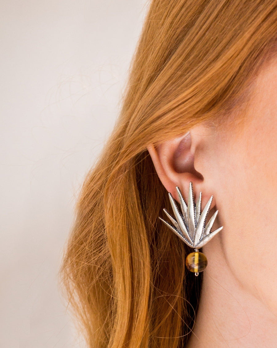 Aretes Agave Realista Con Gema