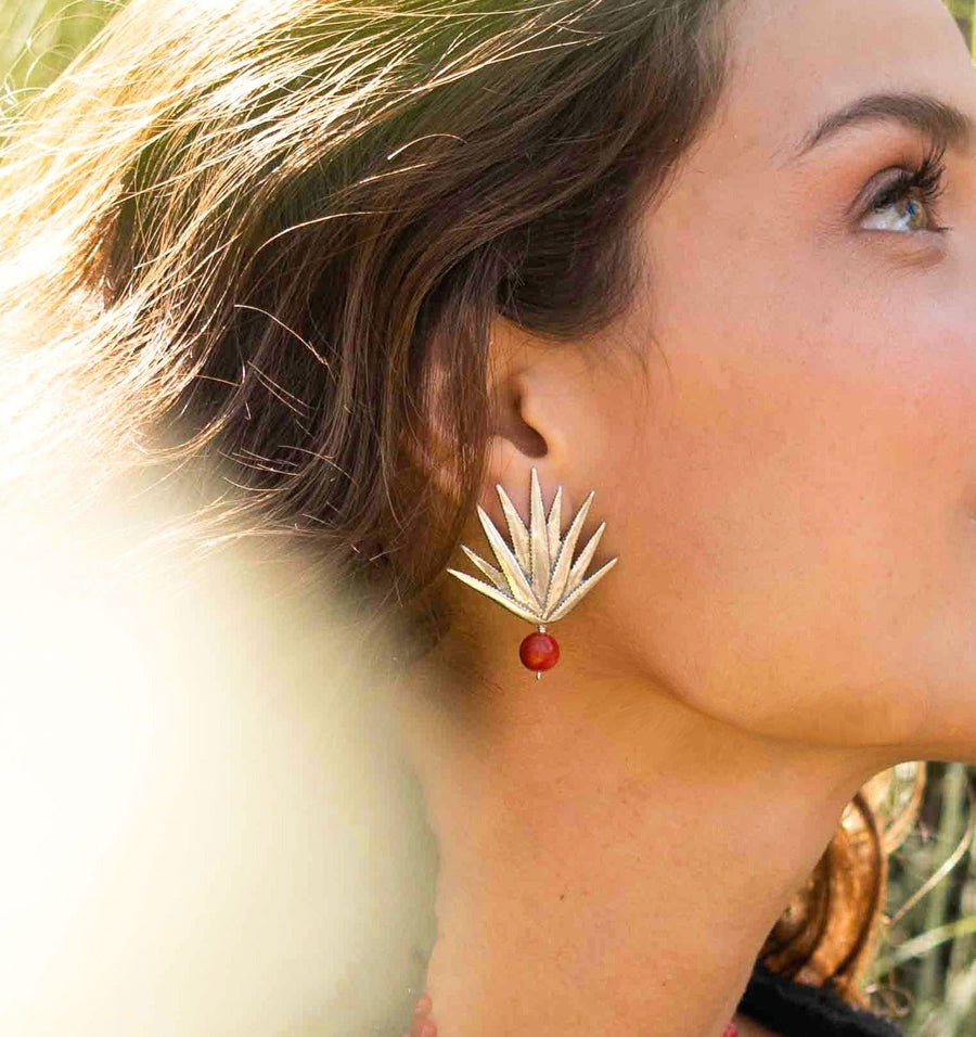 Aretes Agave Realista Con Gema