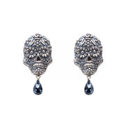 Aretes Calavera Ojos Flor Gota