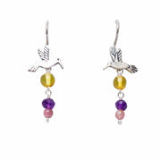 Aretes Colibrí Otomí 3 Gemas