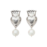 Aretes Corazón Corona Perla
