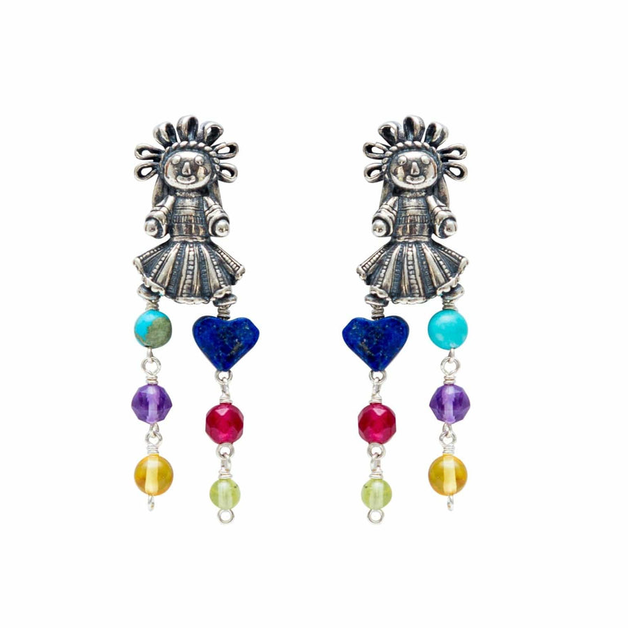 Aretes Muñeca Chica Corazón Lapislázuli DM021 Aretes