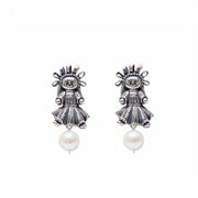 Aretes Muñeca de Listones Chica Perla