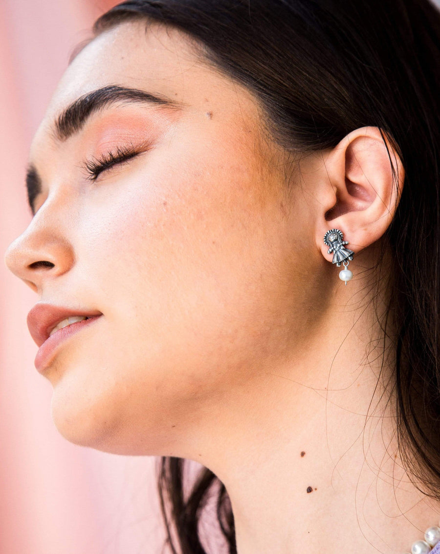 Aretes Muñeca de Listones Mini Perla