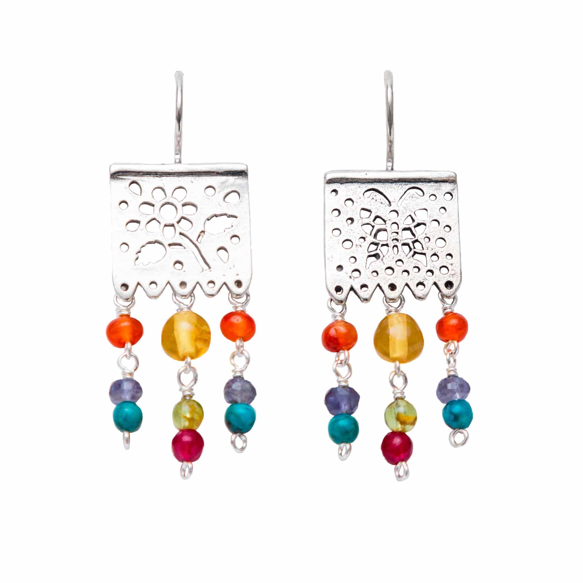 Aretes Papel Picado Ámbar Multicolor Gabriela Sánchez Aretes