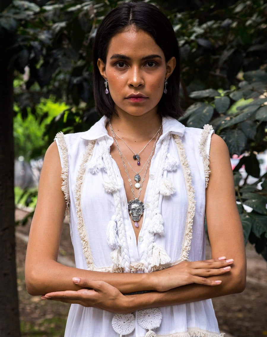 Dije Calavera con Calaveritas Amatista Gabriela Sánchez Dije