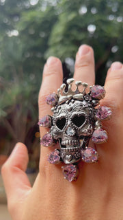 Anillo Calavera Reina Rosa Swarovski