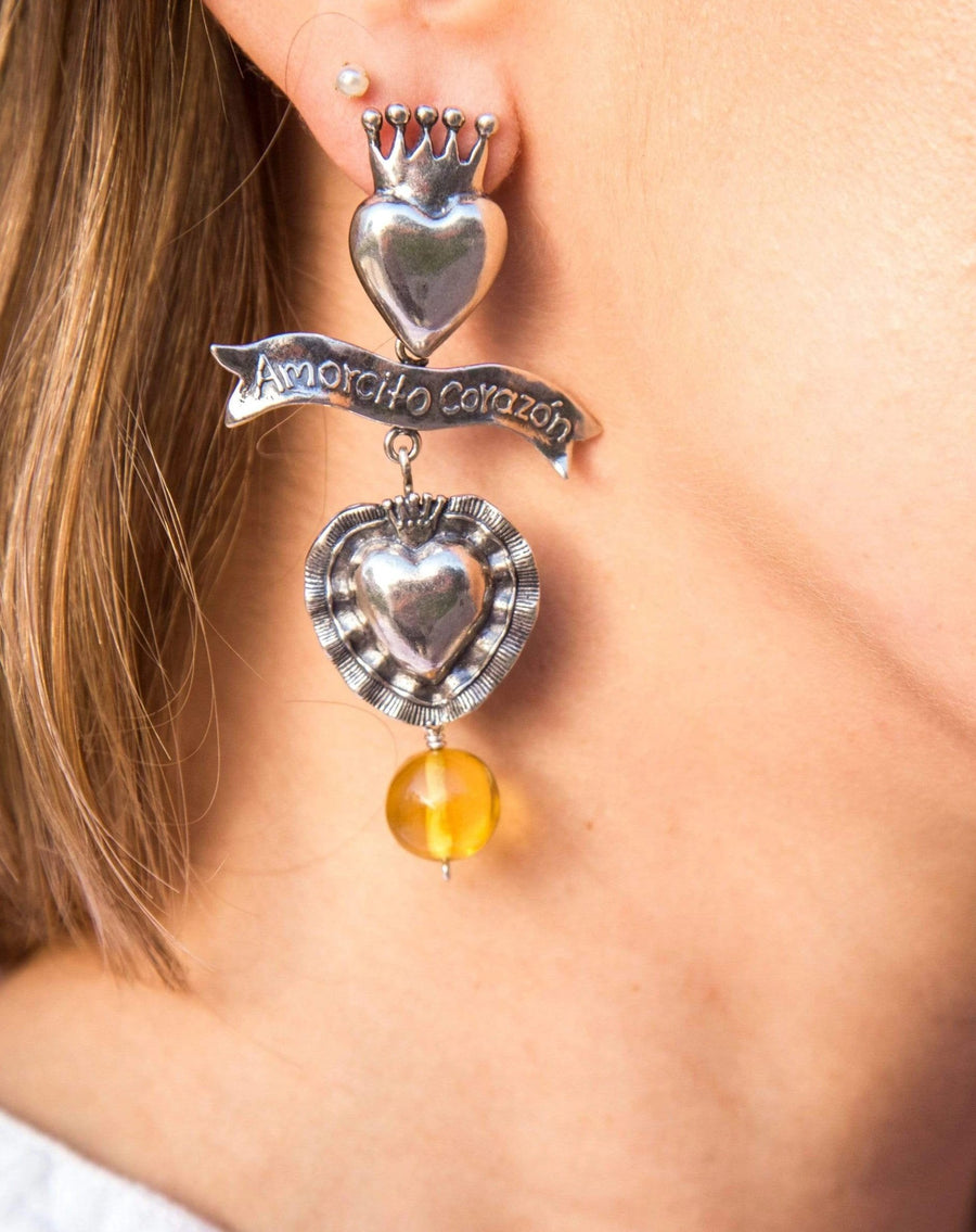 Aretes Amorcito Corazón Ámbar