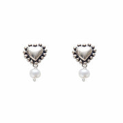 Aretes Corazón con Puntos Mini Perla AM028 Aretes