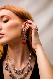 Aretes Corazón de Agave Rojo Gabriela Sánchez Aretes