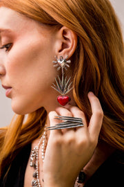 Aretes Corazón de Agave Rojo Gabriela Sánchez Aretes