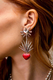Aretes Corazón de Agave Rojo Gabriela Sánchez Aretes