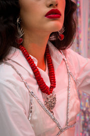 Aretes Corazón de Agave Rojo Gabriela Sánchez Aretes