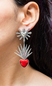 Aretes Corazón de Agave Rojo