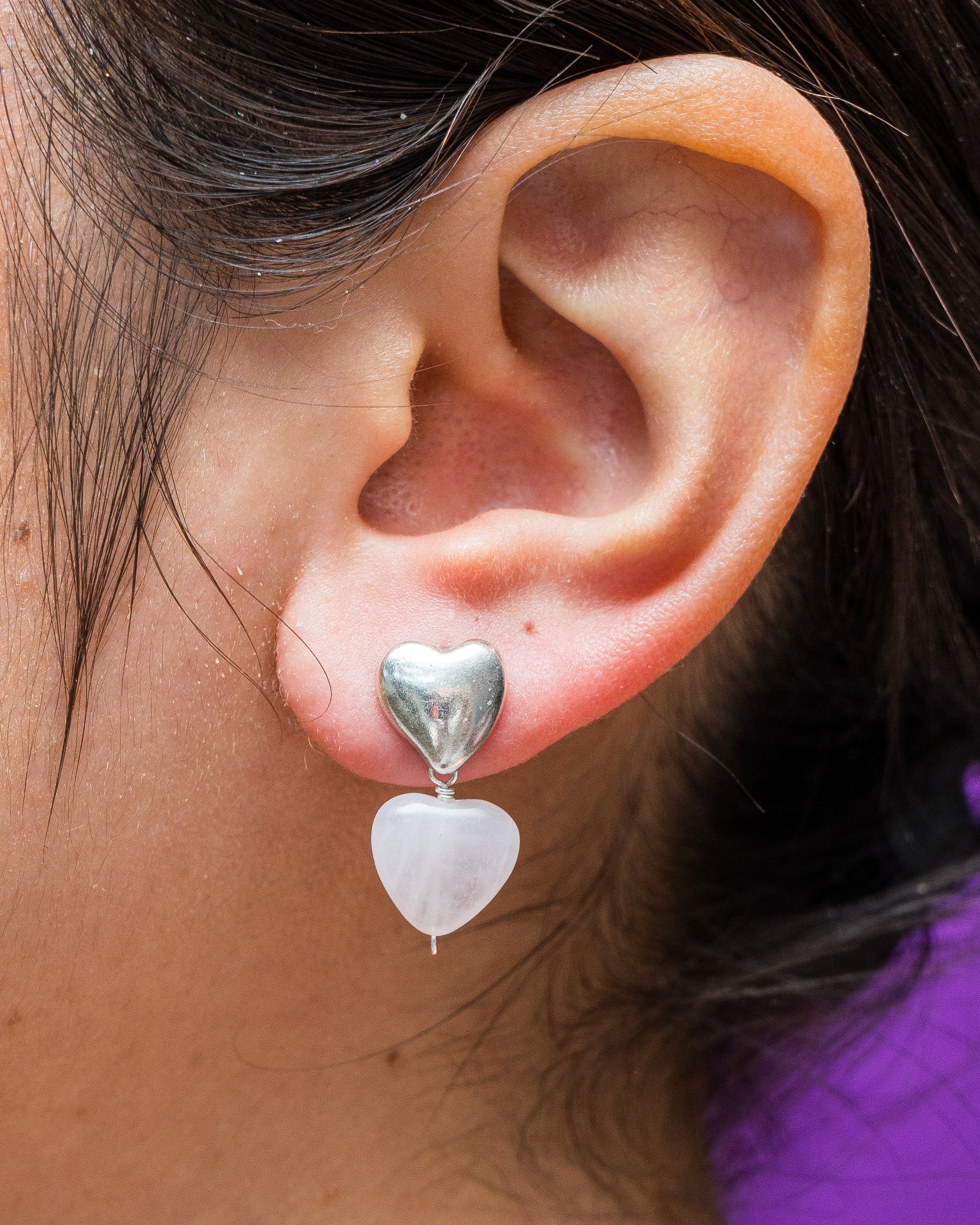 Aretes Corazón Cuarzo