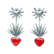 Aretes Corazón de Agave Rojo