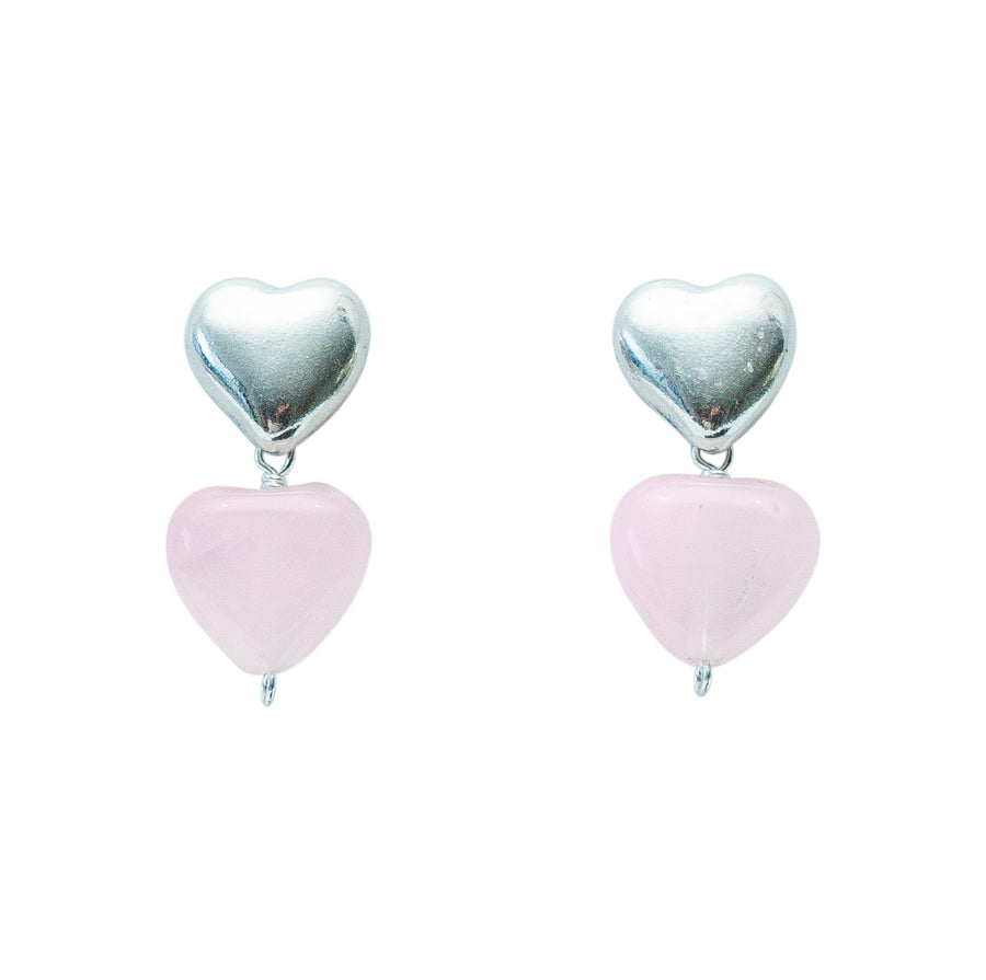 Aretes Corazón Cuarzo