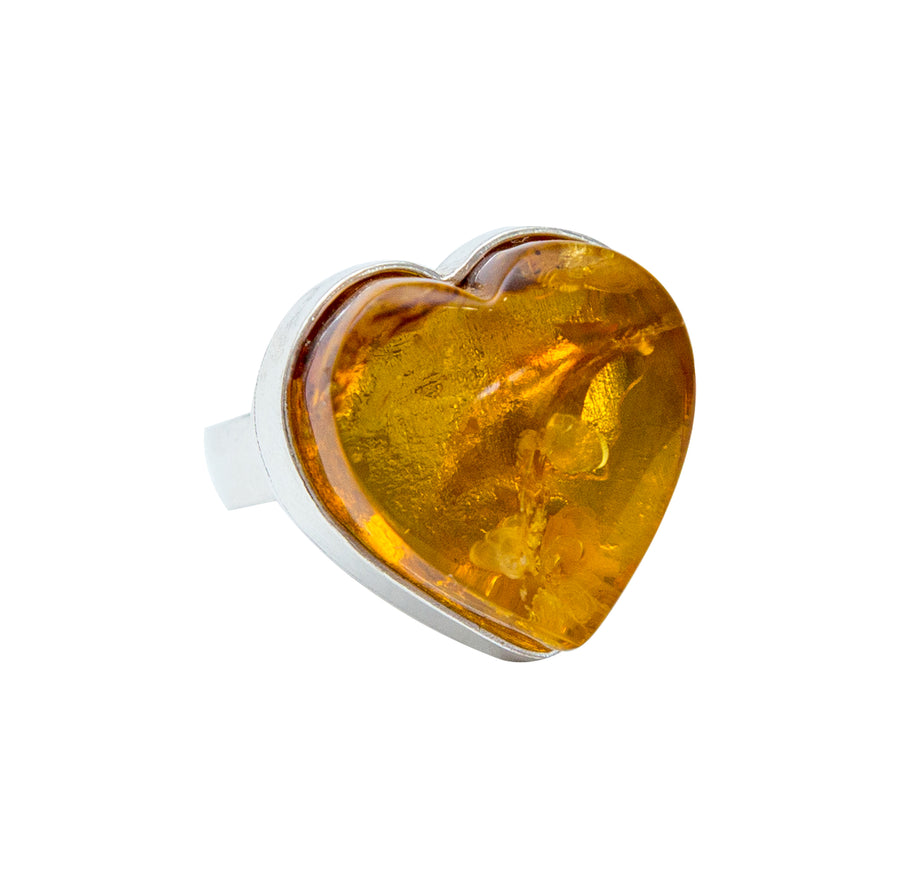 Anillo Corazón de Ámbar Chico