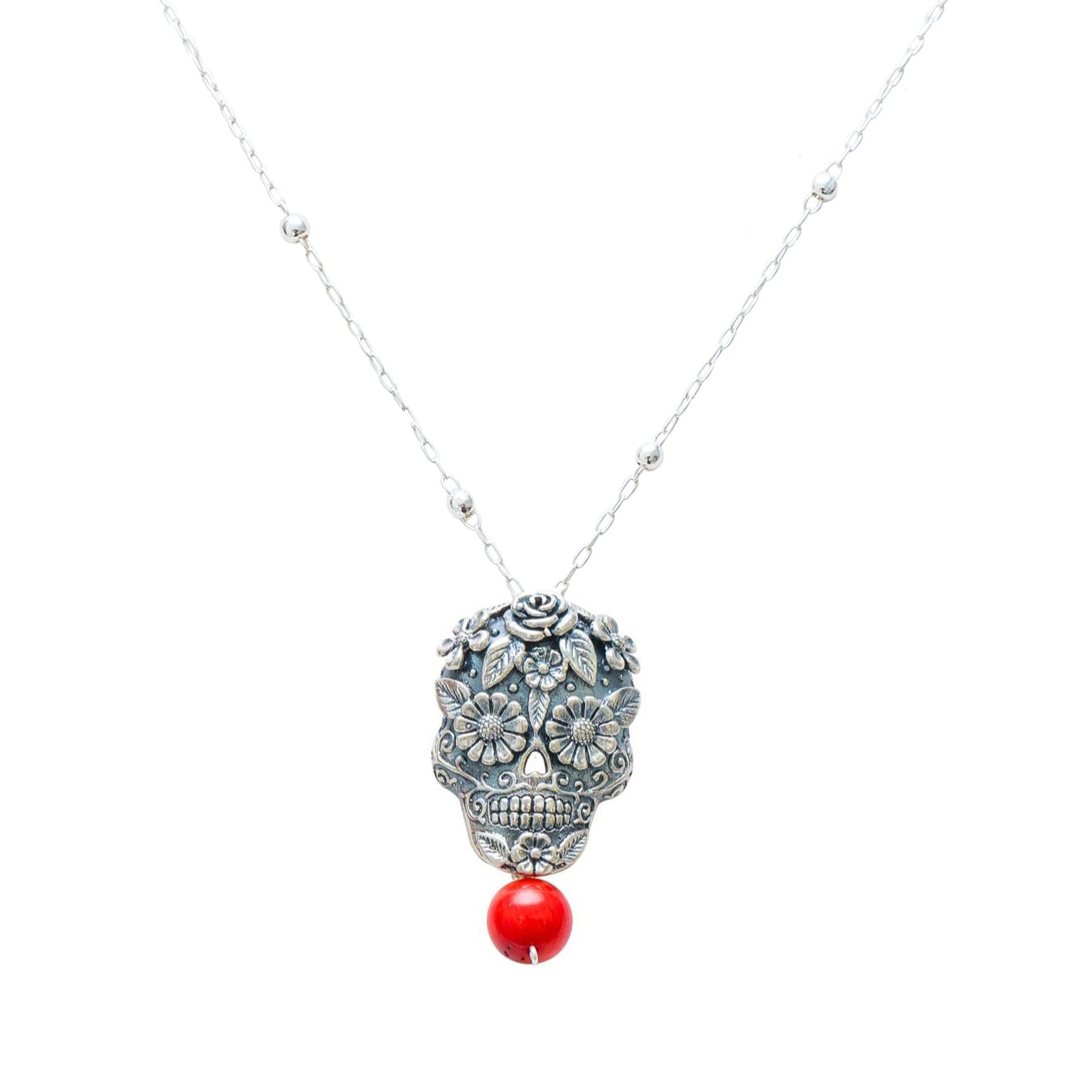 Dije Calavera con Ojos Flor