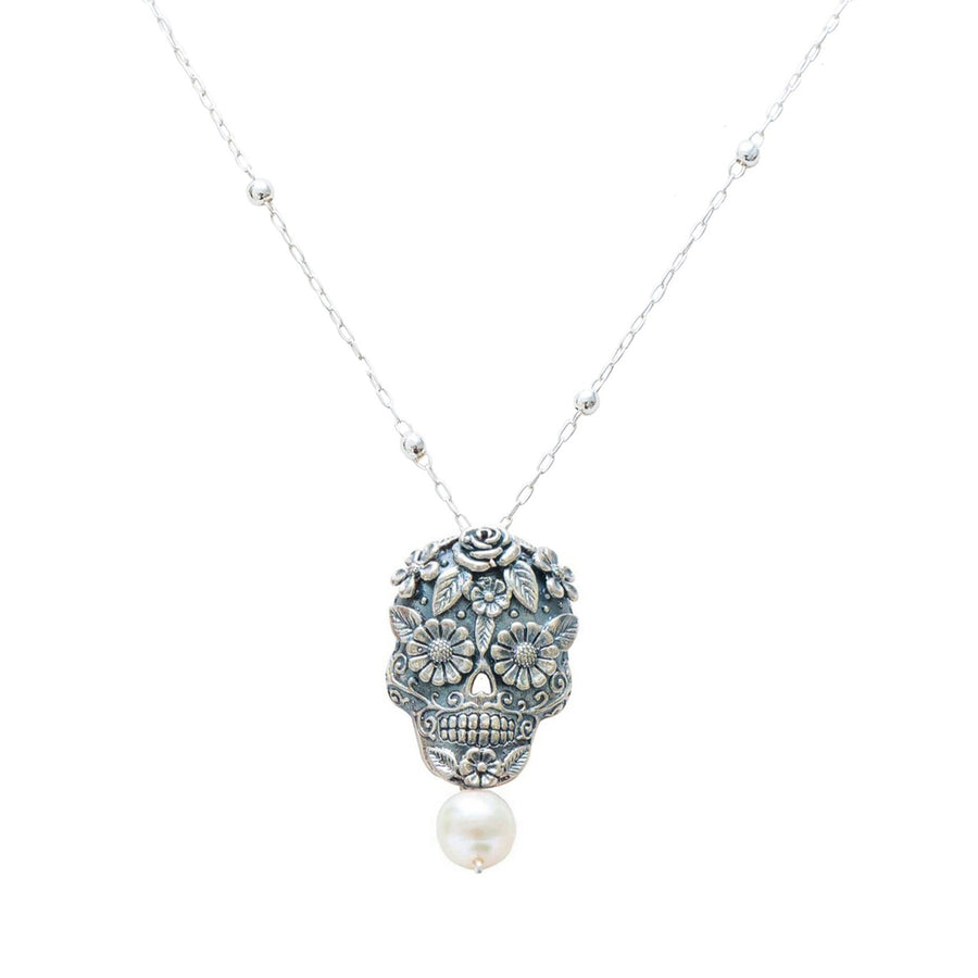 Dije Calavera con Ojos Flor
