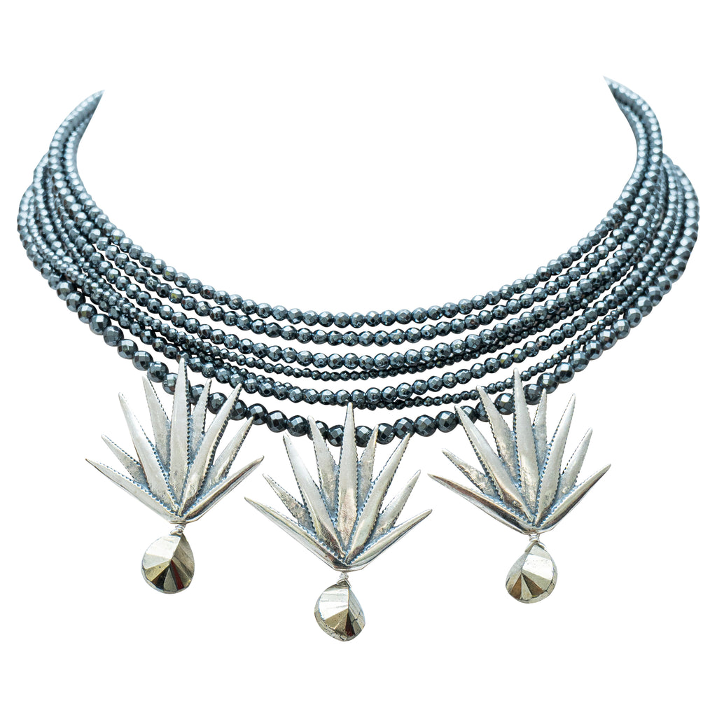Collar Agaves de Hematita