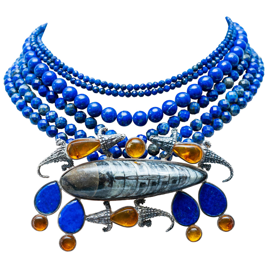 Collar Cocodrilo Azul