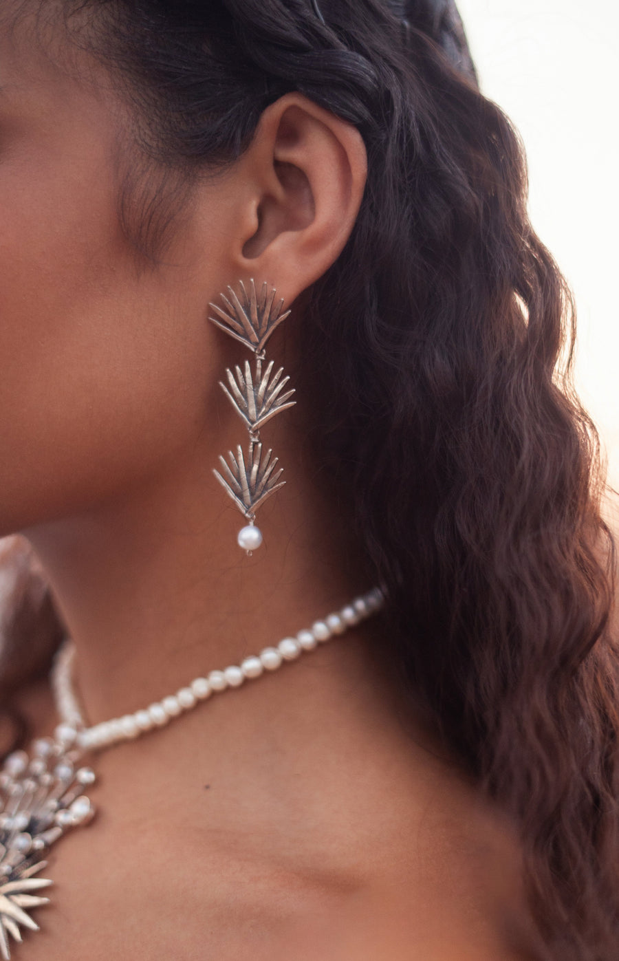 Aretes Trío de Agaves con Perla