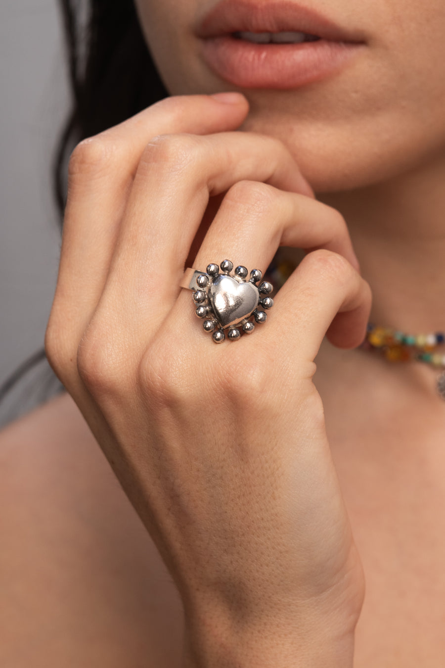Anillo Corazón Puntos mediano