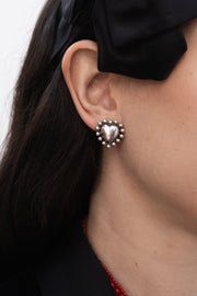 Aretes Corazón con Puntos Mediano