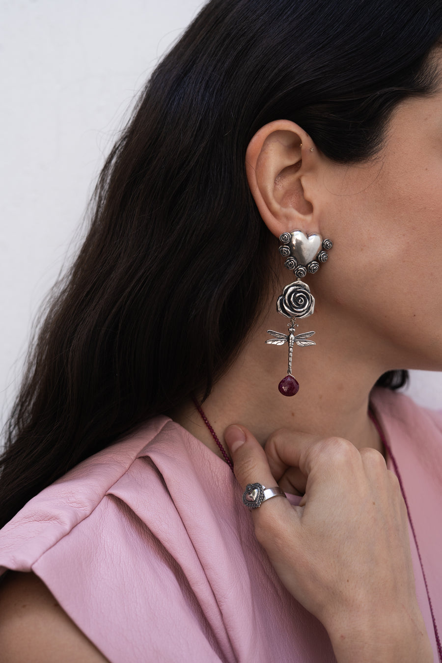 Aretes Libélula Corazón